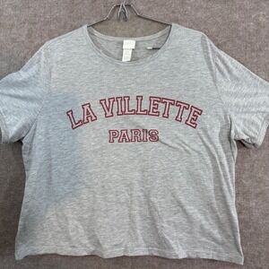 H&M La Villette Paris T Shirt Womens XXL Grey Graphic Tee Casual